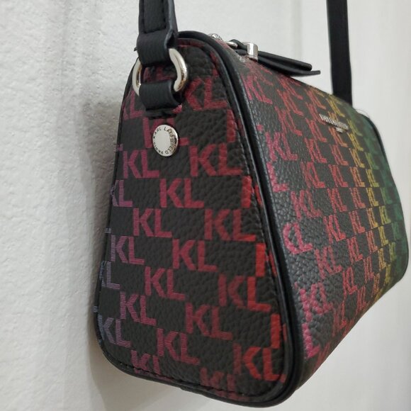 Karl Lagerfeld Paris Adele Faux Leather Rainbow Logo Crossbody Bag - Picture 6 of 16